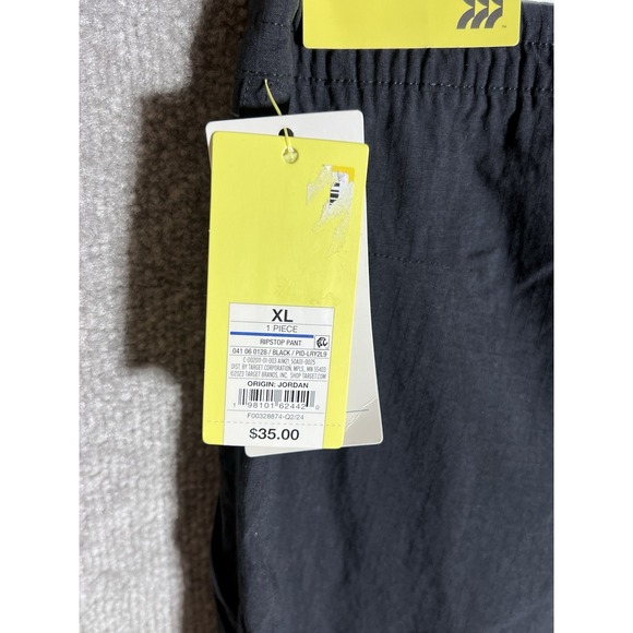 All In Motion Ripstop Pants Mens Size XL Black Stretch Pockets Drawstring UPF50+ - Picture 4 of 13